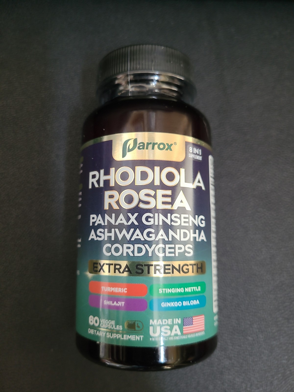 Adaptogen Blend With Rhodiola Ginseng Ashwagandha Mushroom 60 Caps 09/2027