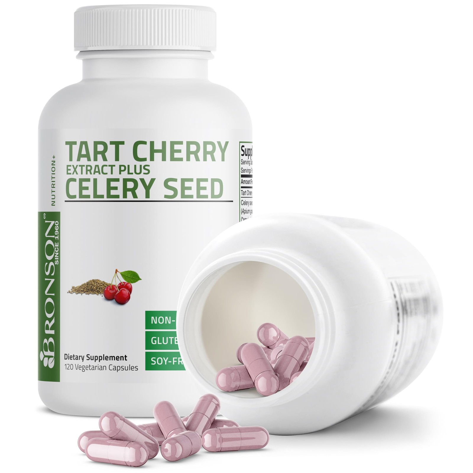 Bronson Tart Cherry Extract + Celery Seed Capsules – 120 Count (Pack of 1)