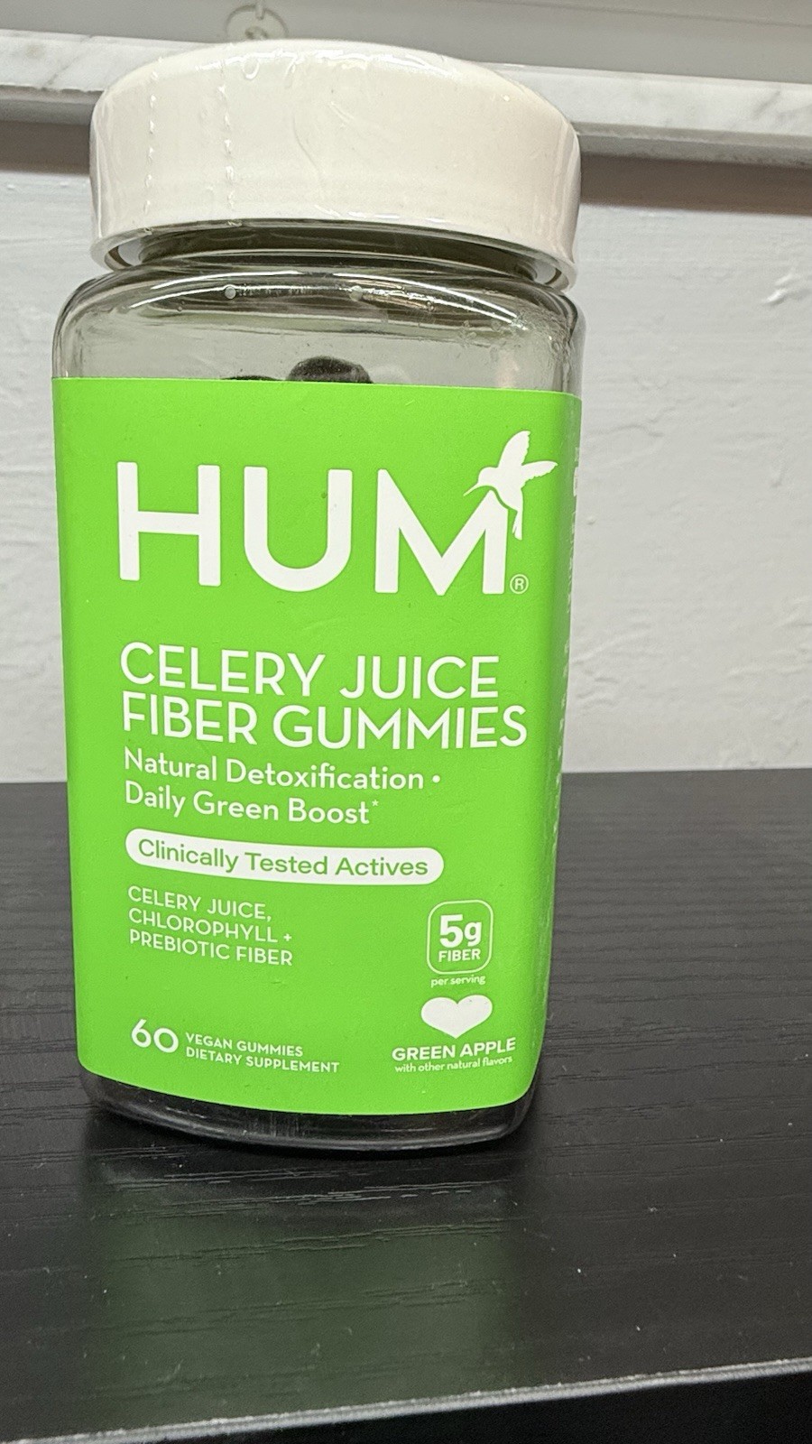 HUM Celery Juice Chlorophyll Fiber Vegan Green Apple Supplement 60 Gummies