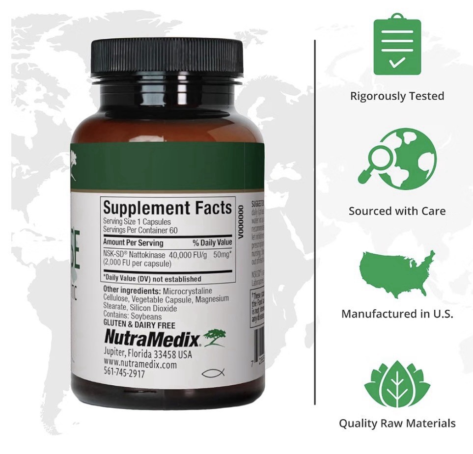 NutraMedix Nattokinase Supplement Supports Healthy Circulation Heart 60 Capsules