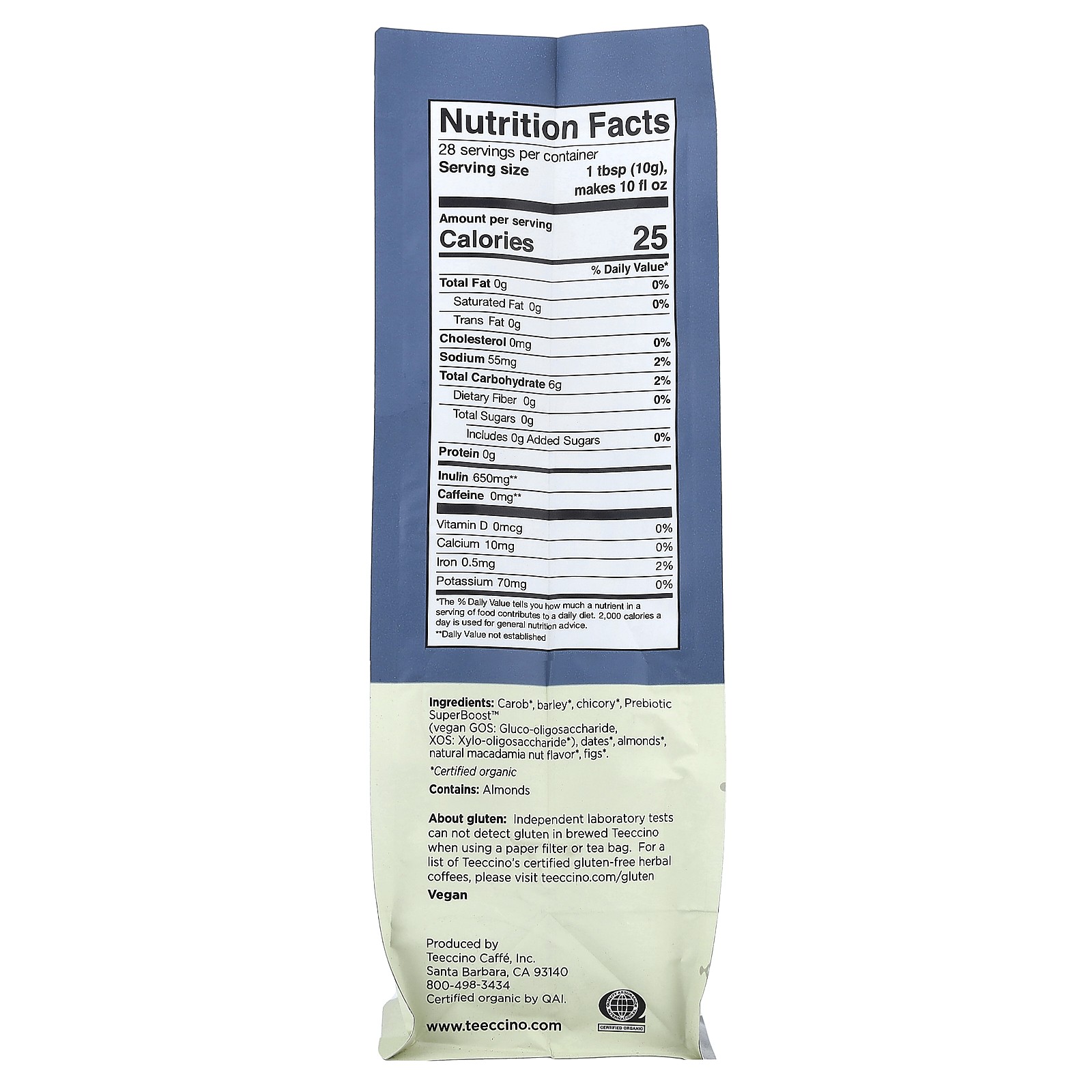 Prebiotic Herbal ‘Coffee’, Macadamia Nut, Medium Roast, Caffeine Free, 10 oz