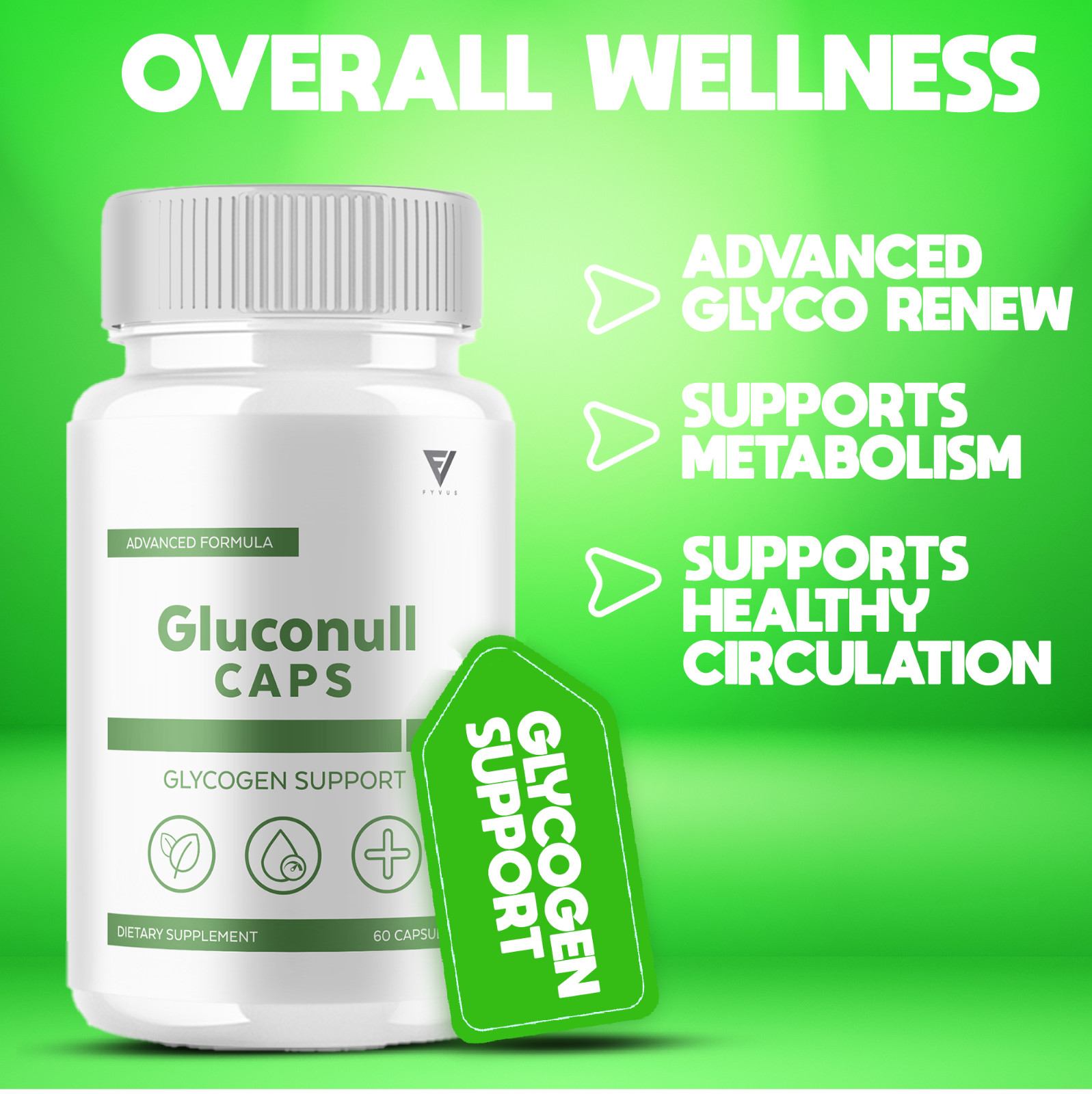 (5 Pack) Gluconull Caps Gluco Null Capsules for Glycogen Support (300 Capsules)