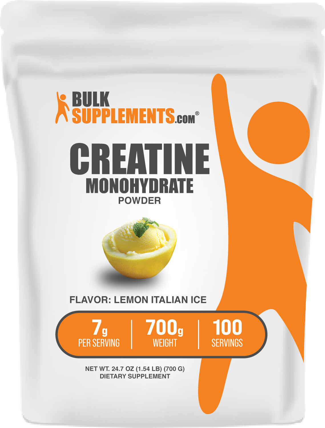 BulkSupplements Creatine Monohydrate Powder – Lemon Italian Ice – 7g per Serving