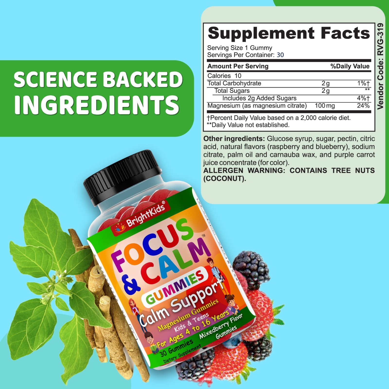 Brain Booster Supplement For Kids & Teens, Support Memory, Kids Vitamin 12/12/25