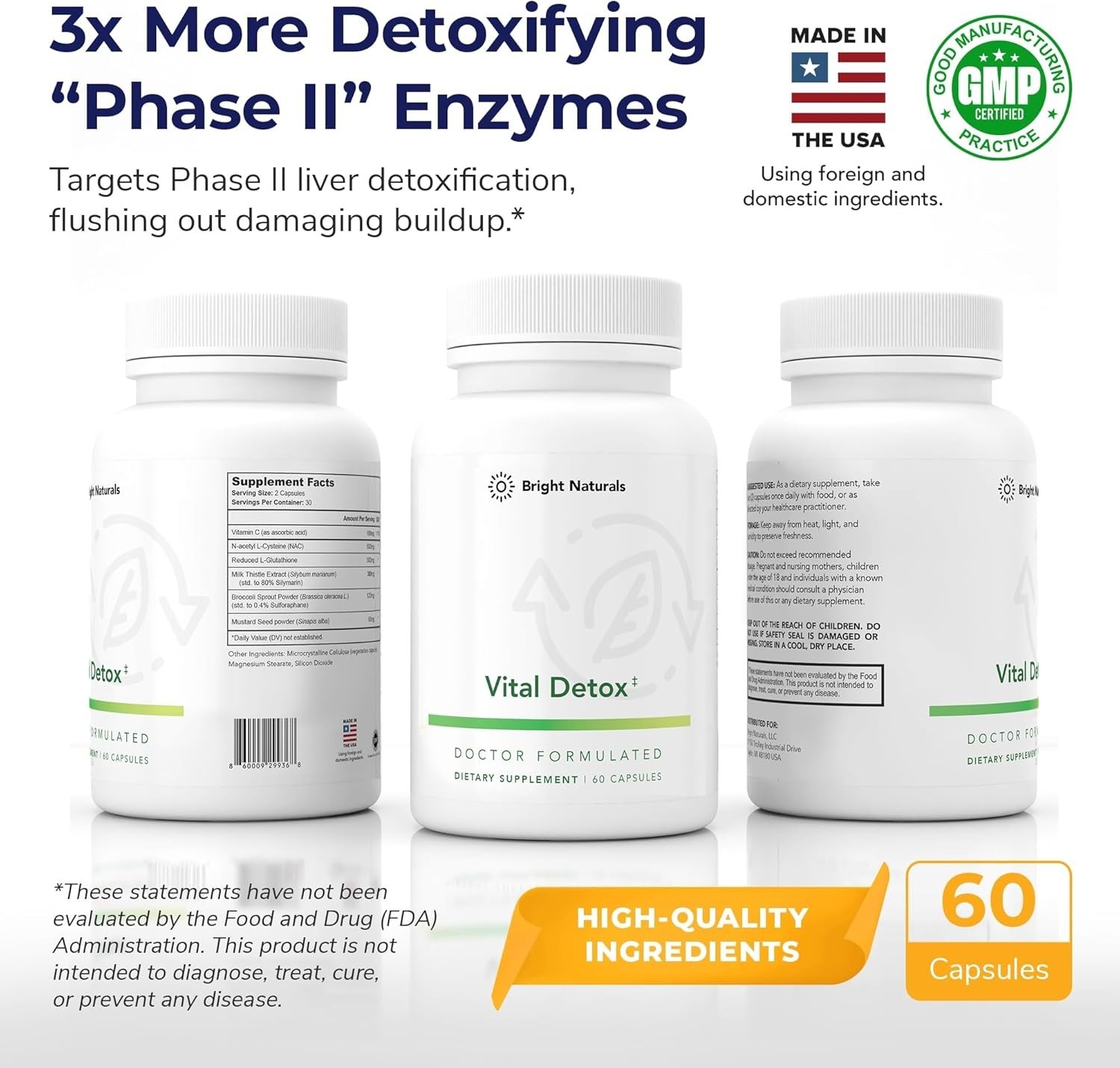 Bright Naturals Vital Detox Doctor Formulated (60 Capsules) Sealed EXP 01/2027