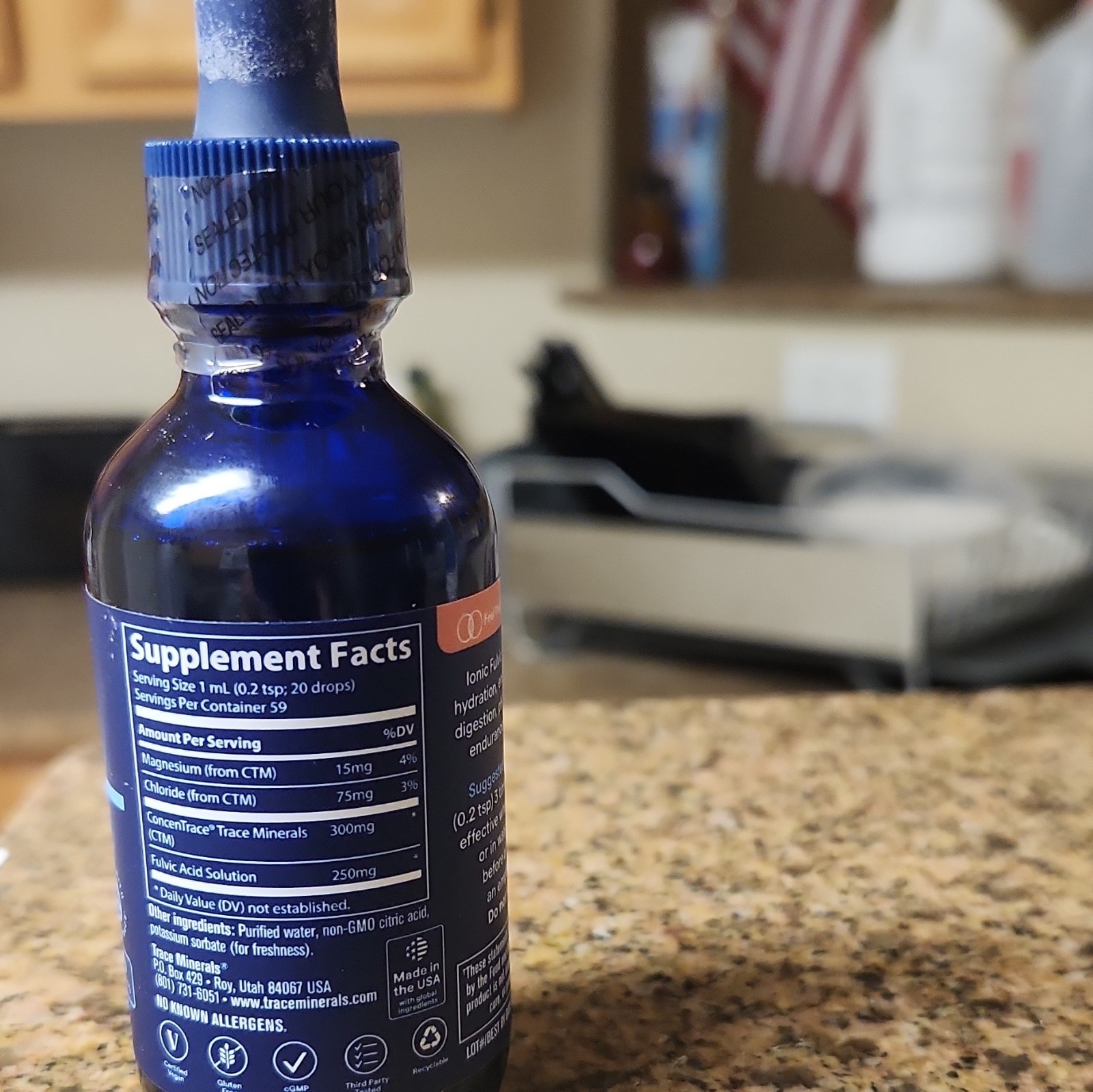 Trace Fulvic Acid Liquid Trace Mineral Drops Magnesium Zinc Exp 03/18/2027