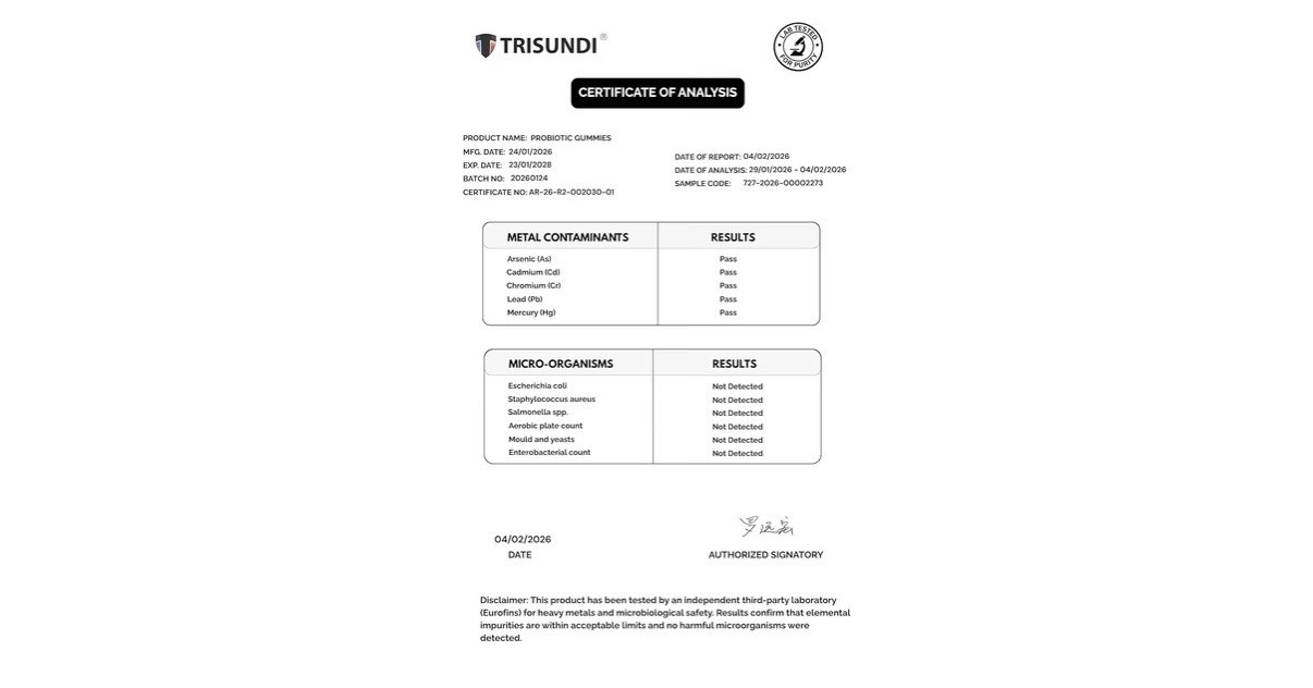 Trisundi 3-in-1 Probiotic Prebiotic Postbiotic Strawberry Digestive 60 Gummies