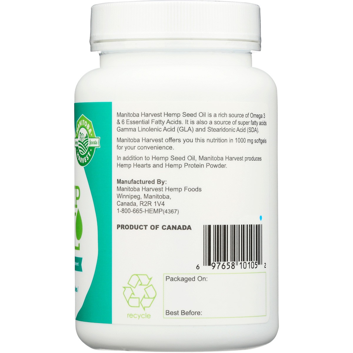 Manitoba Harvest Hemp Oil 60 Softgel Capsules 1 Pack