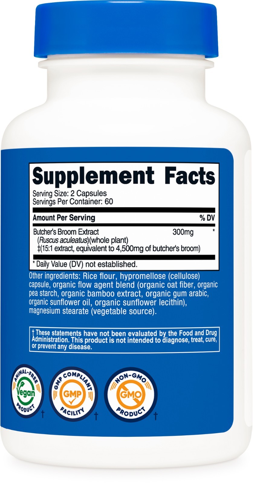 Nutricost Butcher’s Broom Extract (4500 mg Equivalent) 120 Capsules – 60 Serving