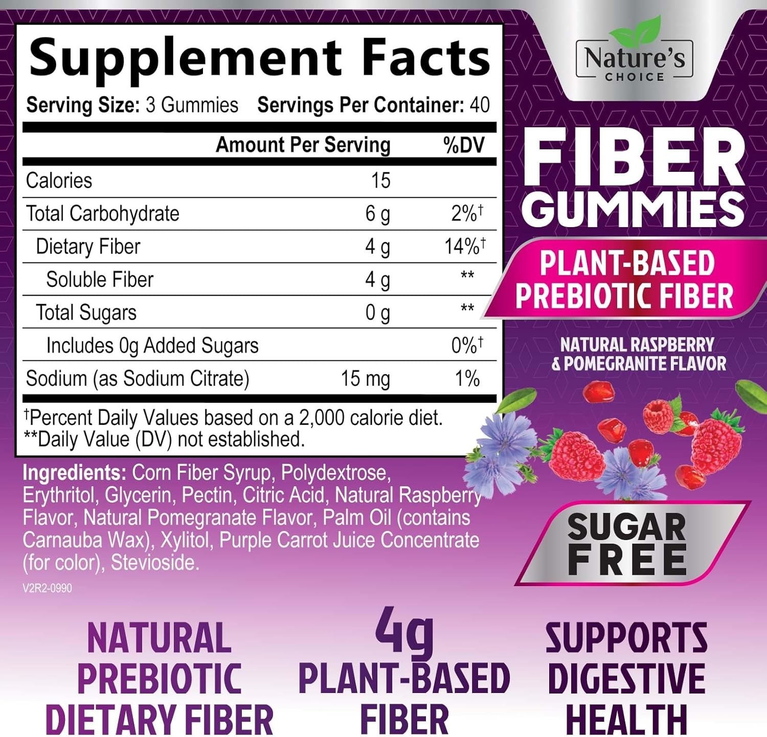 Fiber Gummies Sugar Free 4g Natural Prebiotic Dietary Fiber – Regularity Support