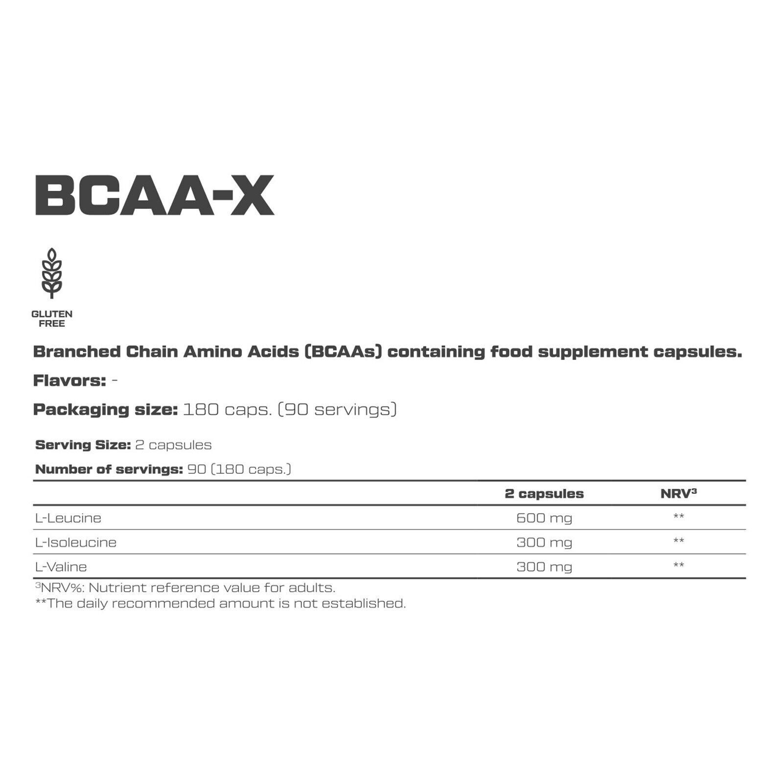 BCAA X – 180 Capsules – Amino Muscle Regeneration Endurance Muscle Mass Building