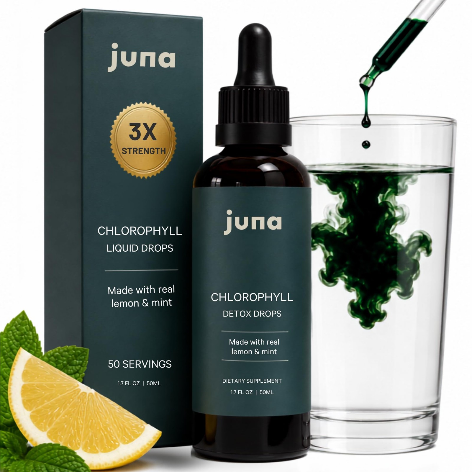 Juna Liquid Chlorophyll Drops – Daily Detox, Cellular 1.7 Fl Oz (Pack of 1)