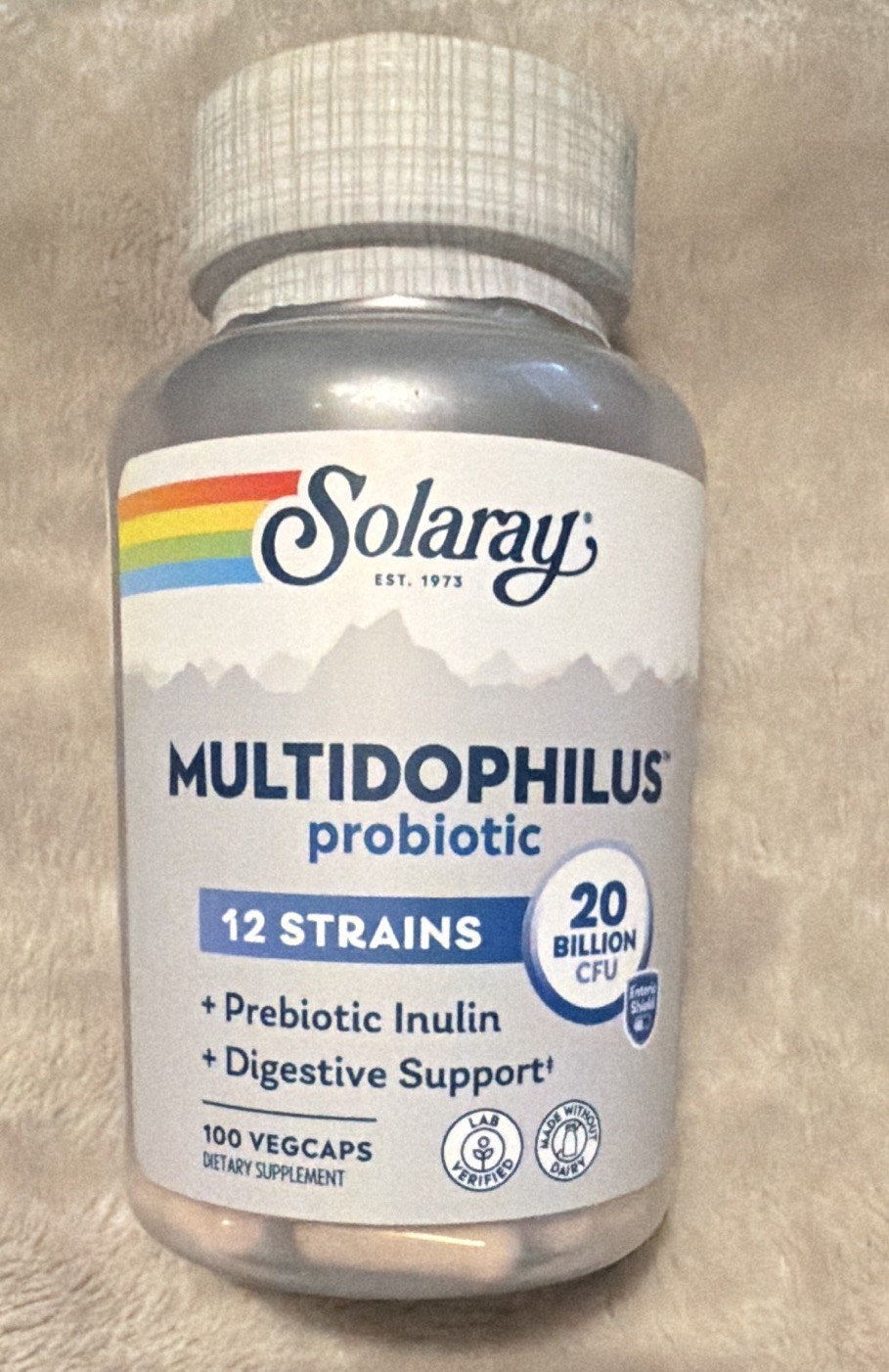 Solaray Multidophilus Probiotic 12 Strains 20 Billion CFU Enteric 100 VegCaps