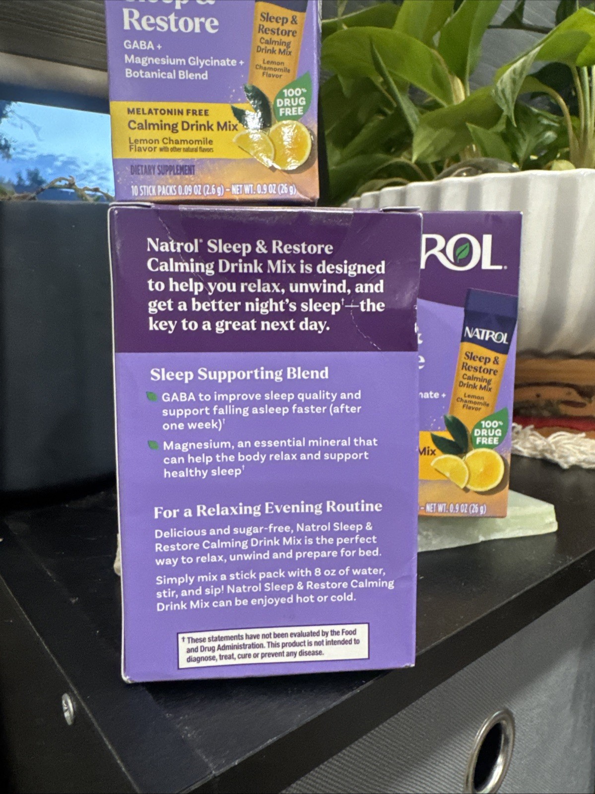 4 Lot Sleep & Restore Calming Drink Mix Melatonin Free Lemon Chamomile 10 Packs