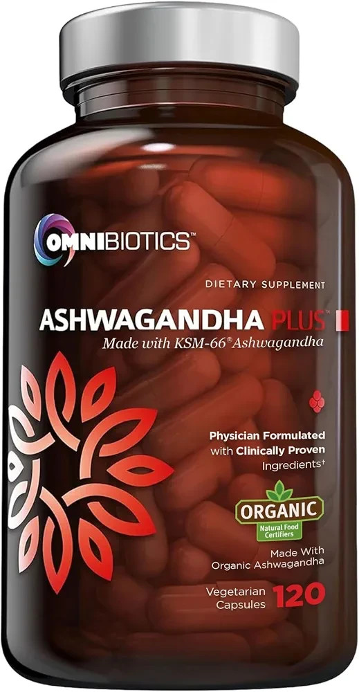 Organic Ashwagandha Supplement 1300mg Stress Relief,Mood & Sleep Support 120 Cap