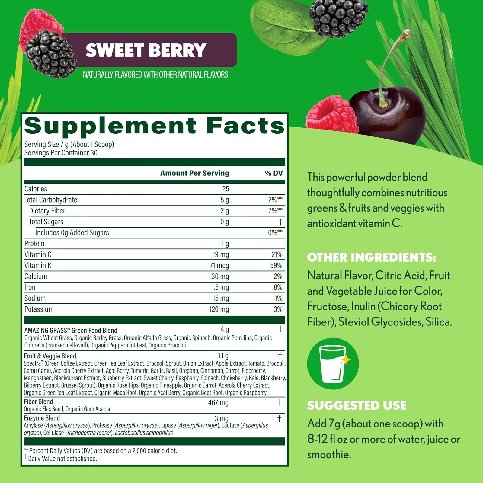 Amazing Grass Super Greens Powder Antioxidant Blend, 30 Servings