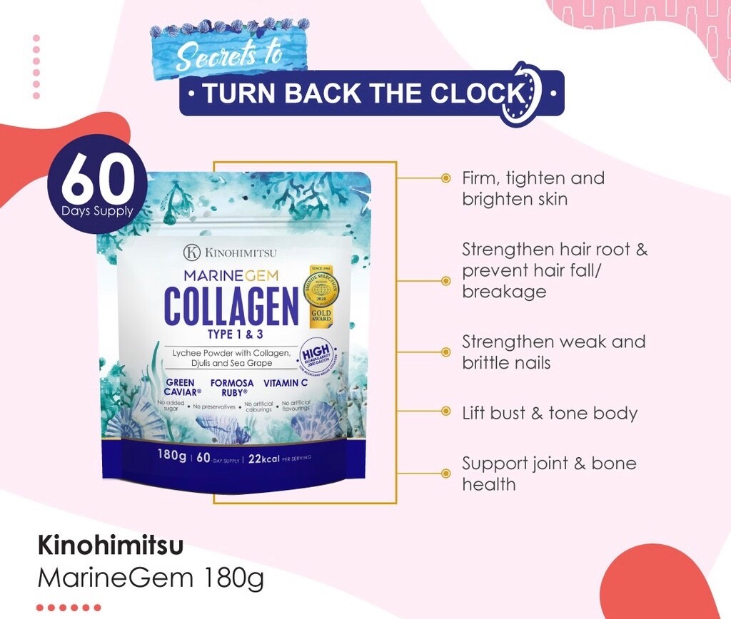 180g Kinohimitsu Marine Gem Collagen (60 Days Supply) AntiAging Reduce Wrinkles