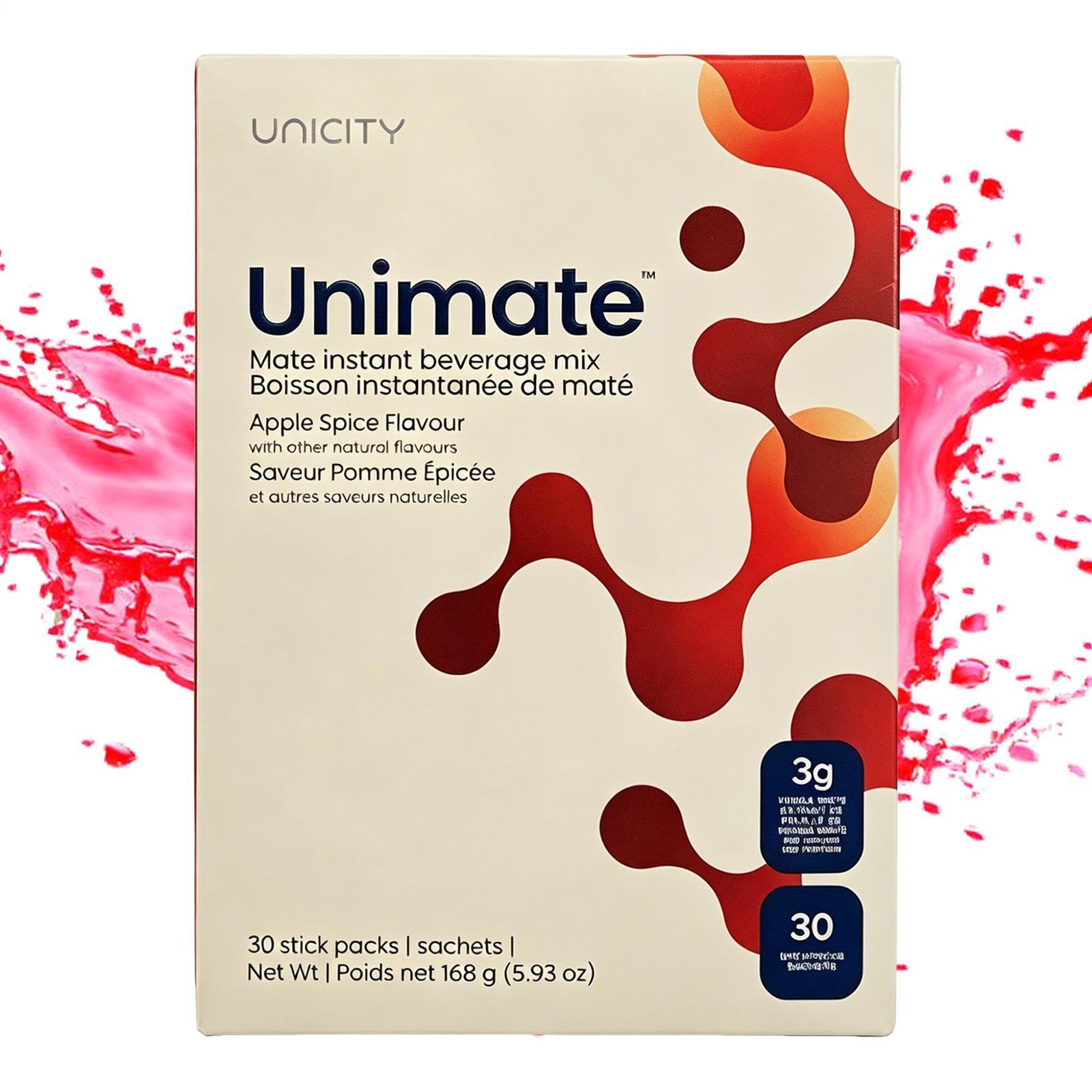 Unicity Unimate Apple Spice Flavor , 30 Stick Packs Fresh Date Exp: 2028