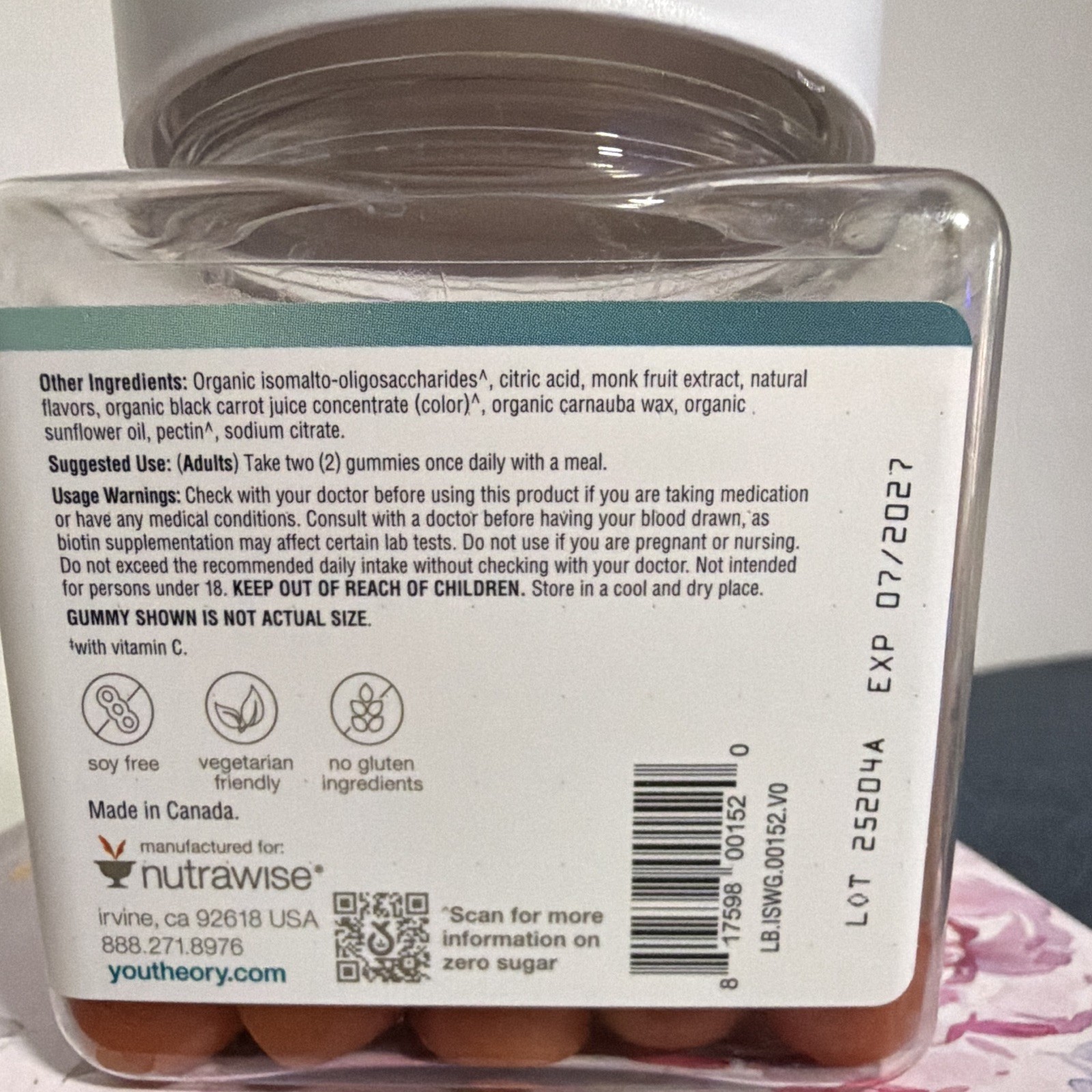Youtheory Irish Sea Moss+ Gummies 60ct Sugar-Free Berry Exp 07/2027