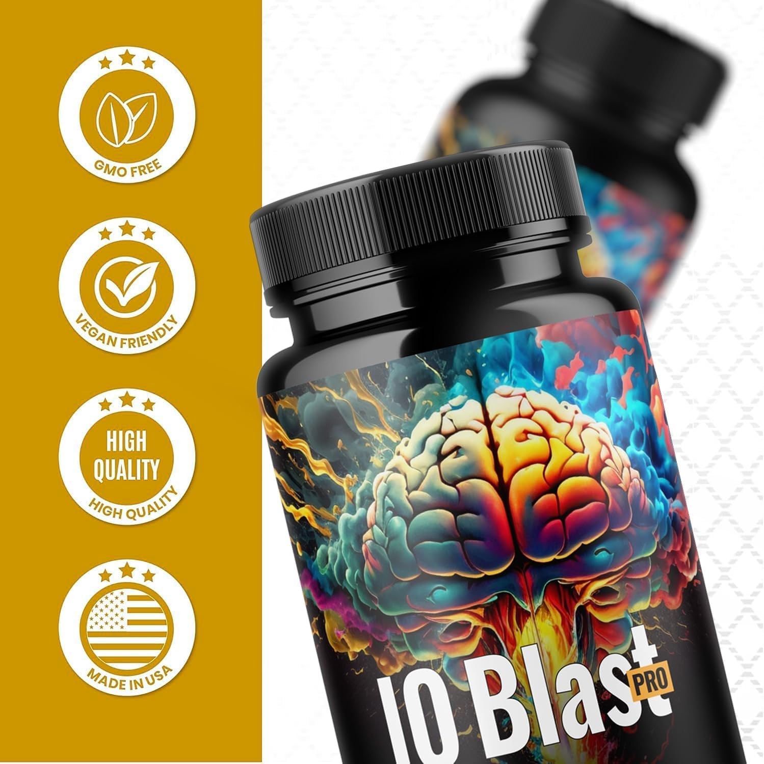 IQ Blast Pro Brain Supplement Memory Focus Clarity Nootropic 3 Pack 180 Capsules