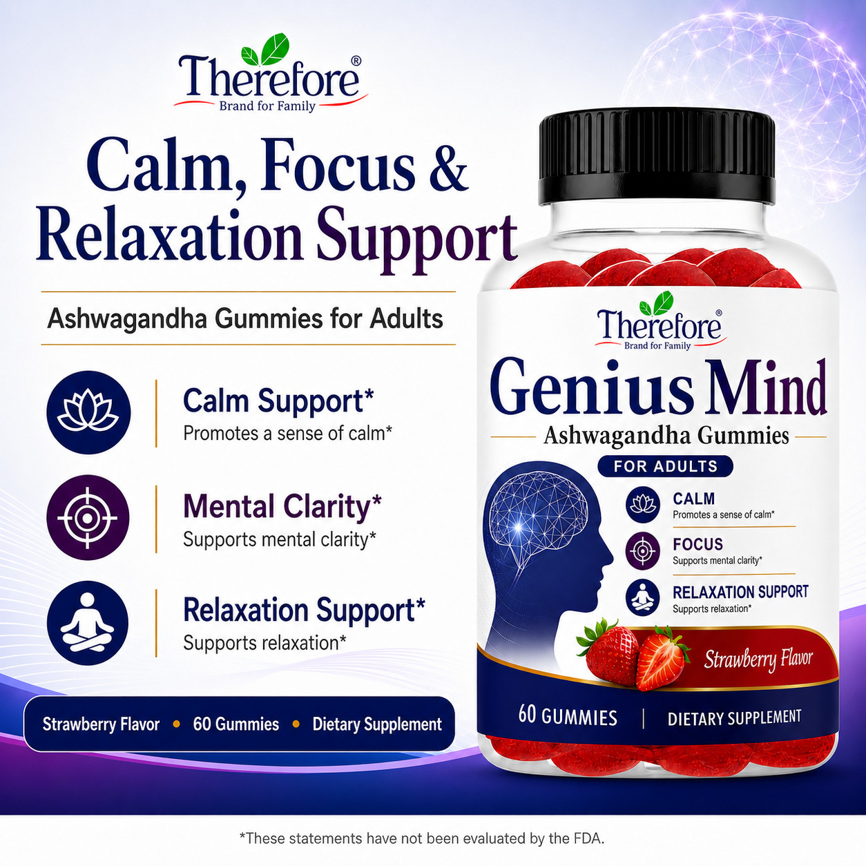 Ashwagandha Kids Calm Gummies- Natural Stress & Mind Relaxation, Anti-Stress, 30