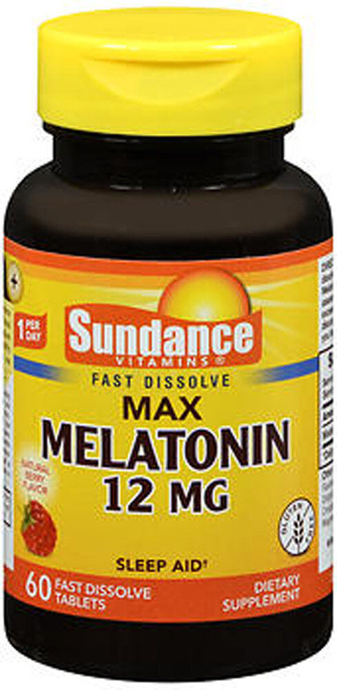 Sundance Max Melatonin 12 mg Tablets Natural Berry Flavor 60 Count
