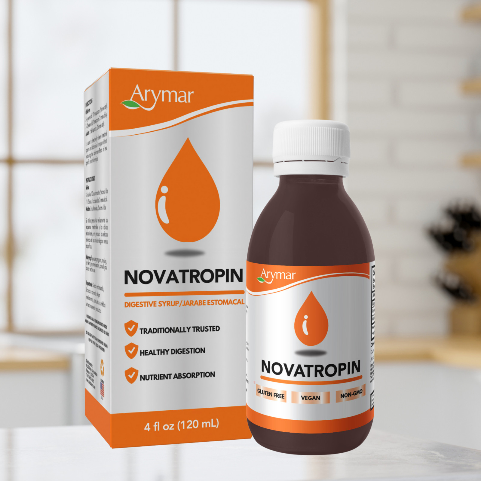 Arymar Novatropin Syrup, 4 fl oz – Herbal Digestive Support,Gluten-Free (3-Pack)