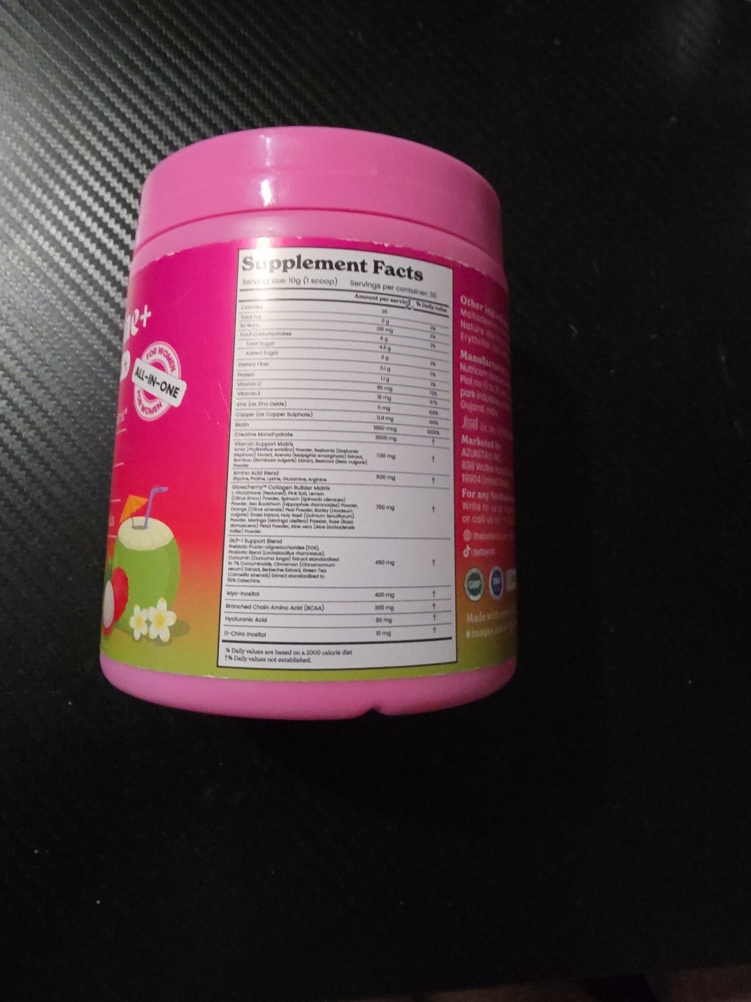 BetterAlt Creatine Collagen Biotin Vitamin C Hyaluronic Coco Lychee Powder 11oz