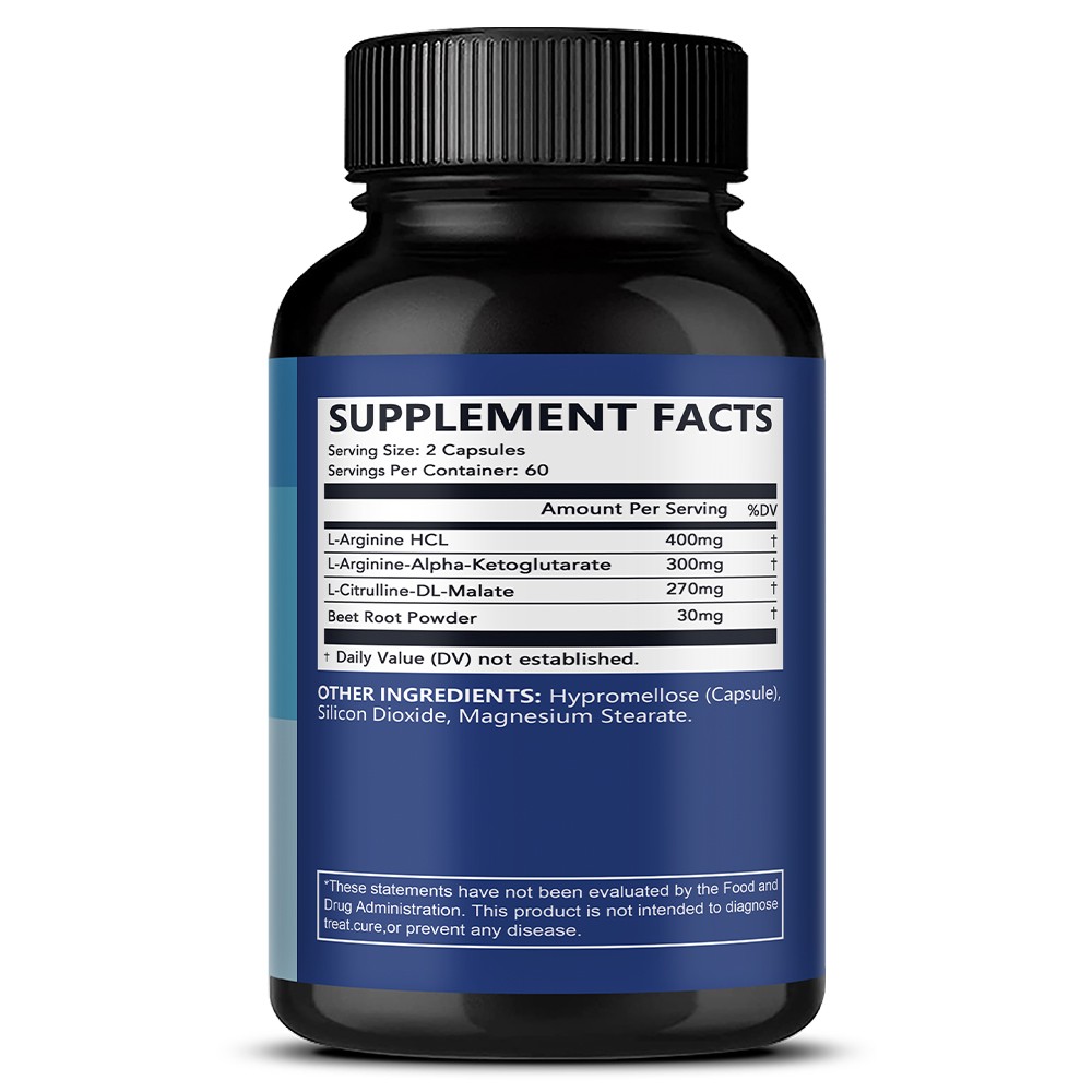 L Arginine Nitric Oxide L Citrulline Supplements Muscle Health 30-120 Capsules