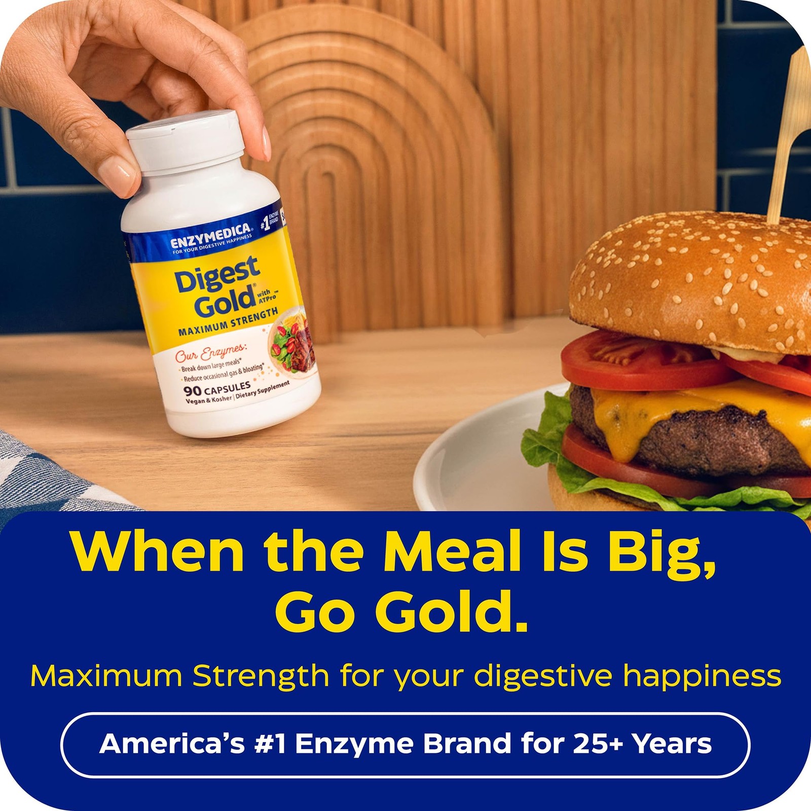 Enzymedica Digest Gold – Digestive Enzyme Supplement for 90 Count, No Color