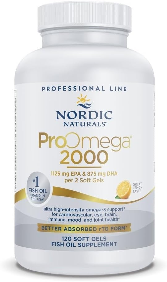 Nordic Naturals ProOmega 2000 Lemon 2150mg Fish Oil EPA DHA Heart Brain 120ct