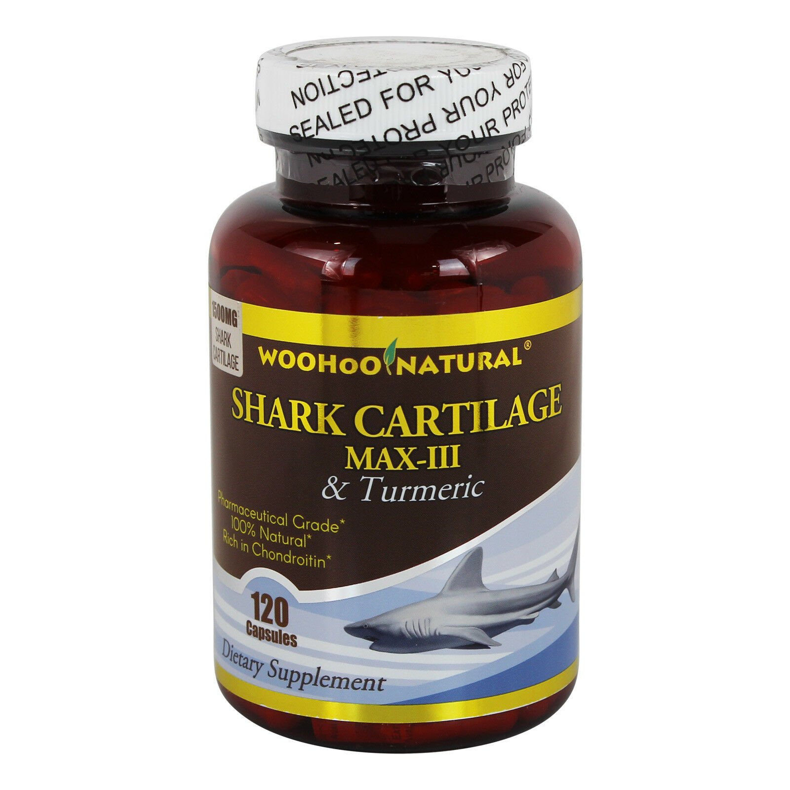2 x WOHO Natural 100% Natural Shark Cartilage MAX III Tumeric Curcuma 120 Caps