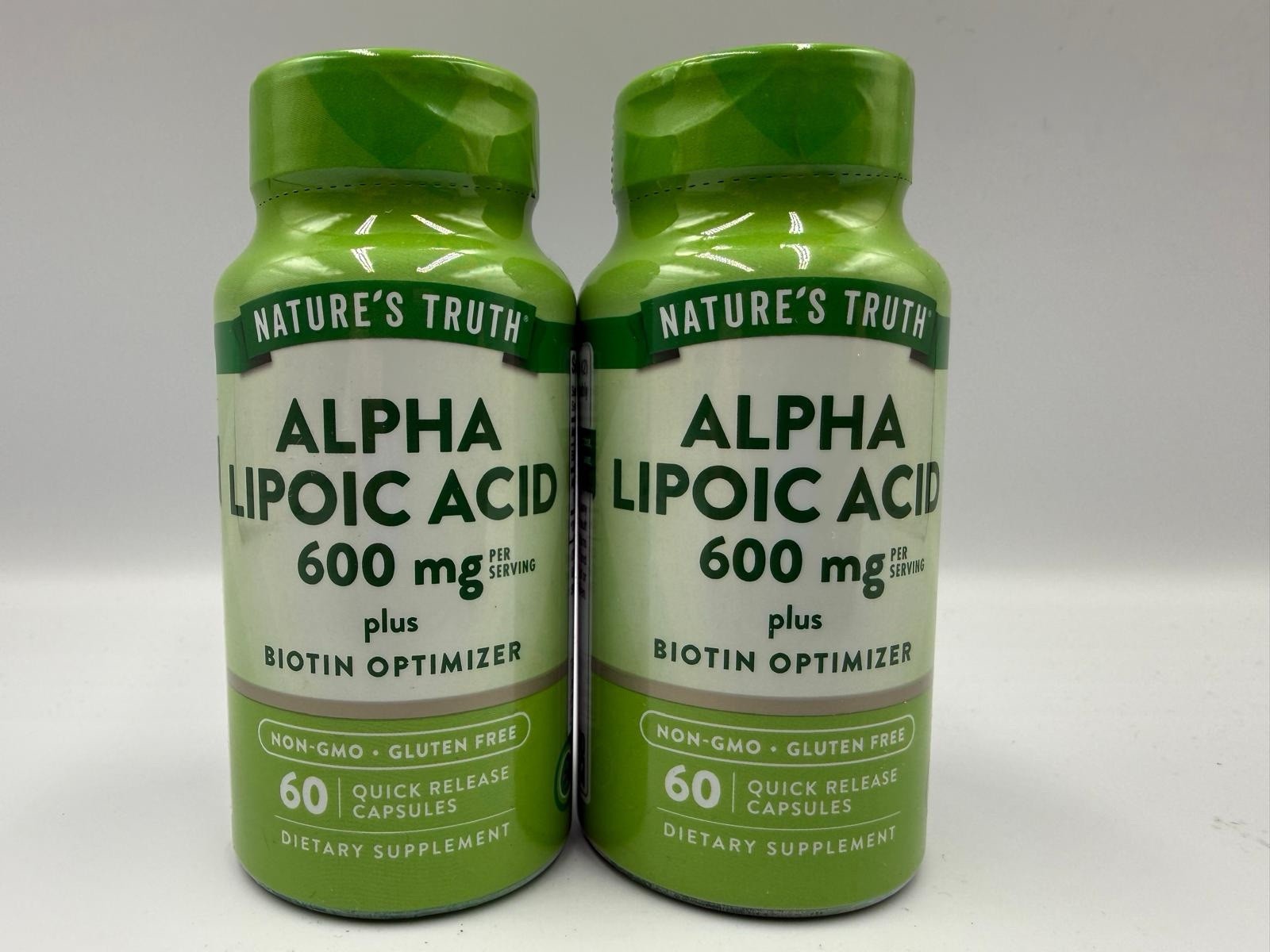(2 Pack) Nature’s Truth Alpha Lipoic Acid 600mg+ Biotin Optimizer Exp:09-27+ M36