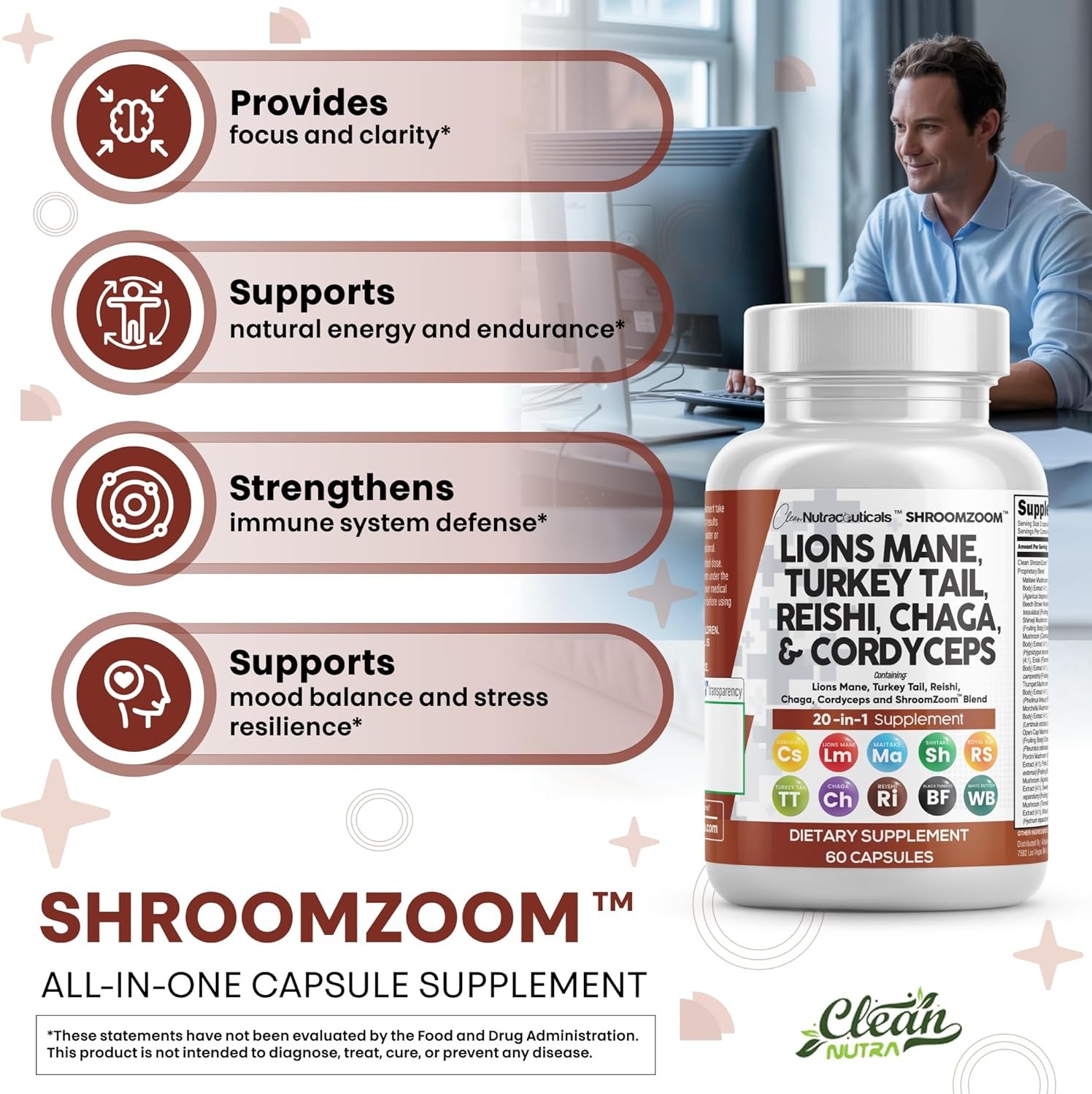 Lion Mane Mushroom Complex 20 In 1 Mushroom Supplement