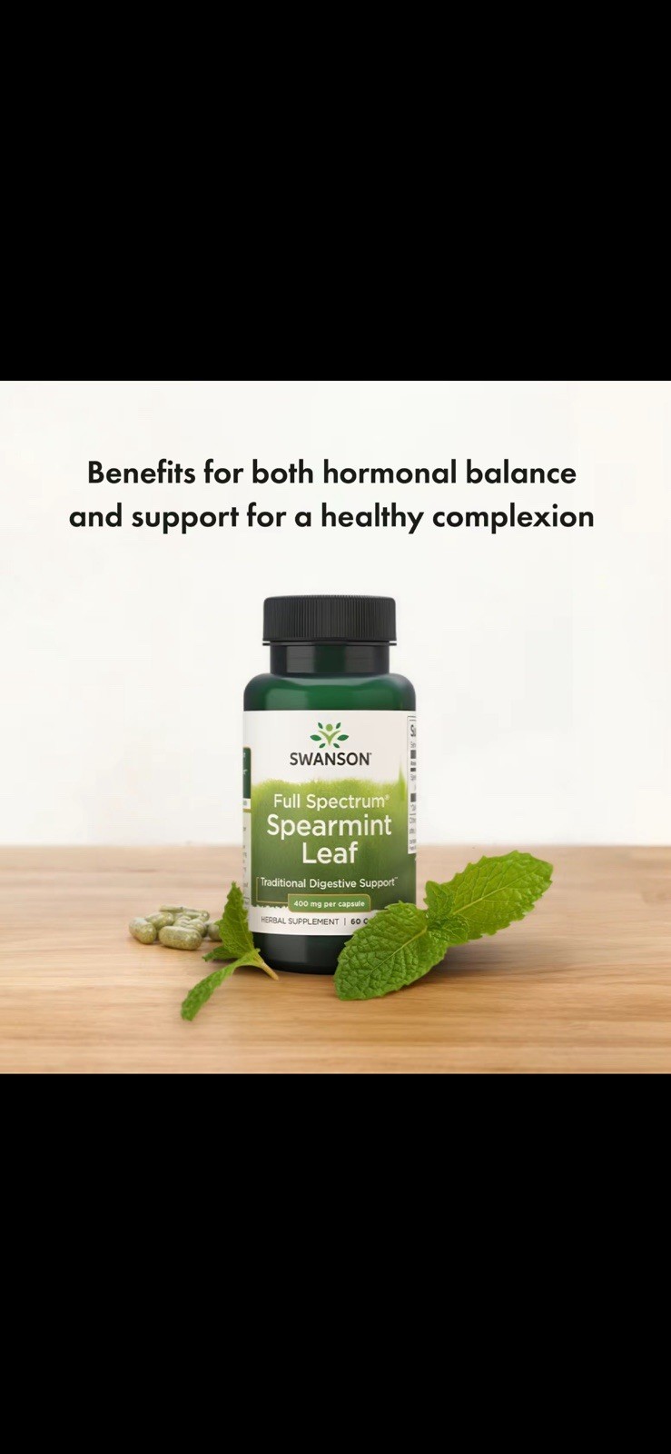 Swanson Spearmint Leaf 400 mg 60 Capsules Digestive Support Non-GMO Exp 03/2029