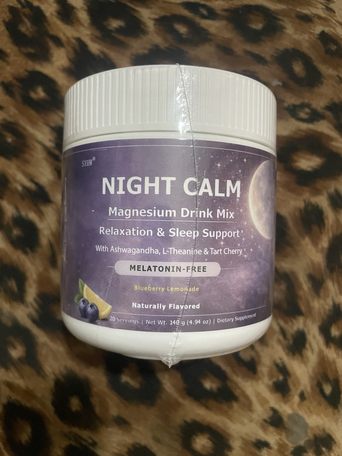 SYHW Night Calm Magnesium Drink Mix Blueberry Lemonade Melatonin-Free Vegan 140g