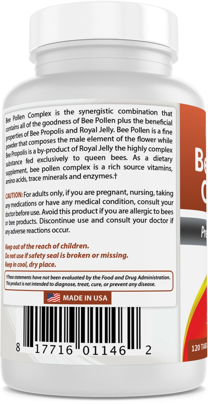 Best Naturals Bee Pollen Complex 1000 mg 120 Tablets, Healthy Metabolism