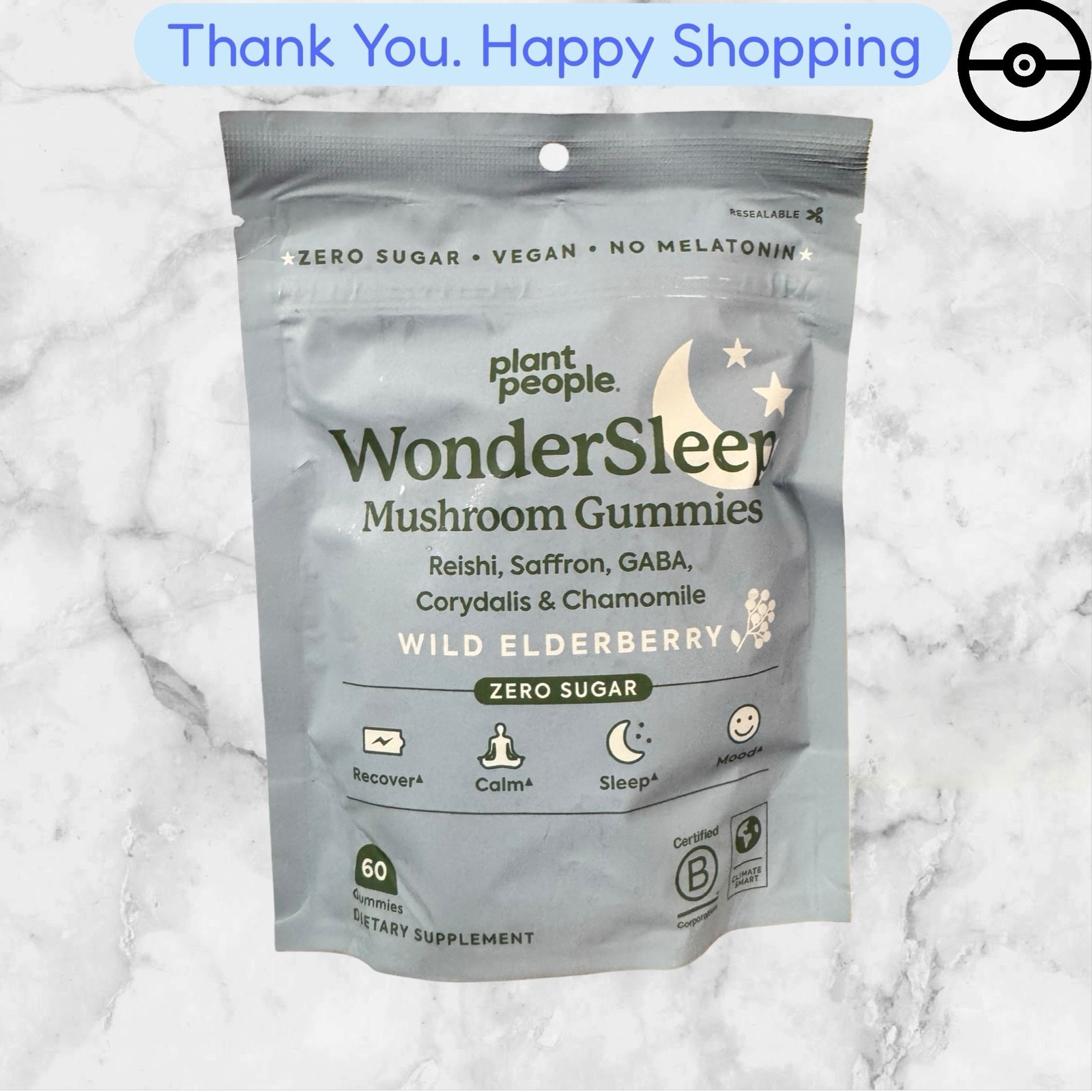 Plant People WonderSleep Mushroom Gummies 60 Juicy Citrus Gummies