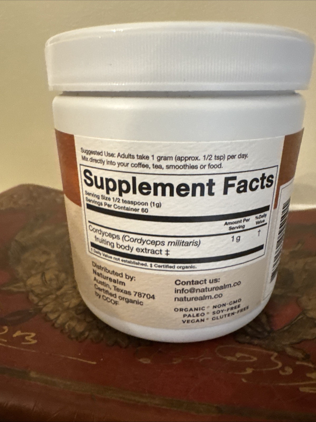 Naturealm Cordyceps Mushroom Extract Powder, Dietary Supplement, 2.1oz