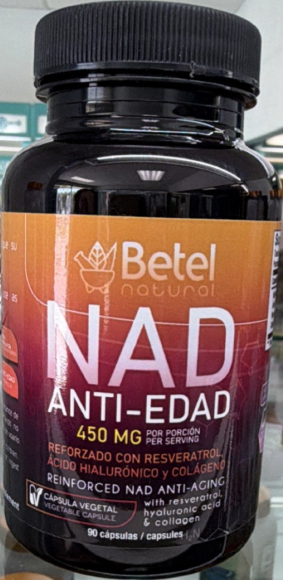 Betel Natural NAD Resveratrol Collagen 450 mg 90 Capsules Anti-Aging