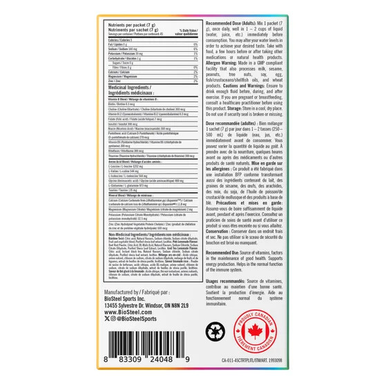 Biosteel Hydration Mix Electrolytes Rainbow Twist Lemonade Iced 45x 7g ea NEW