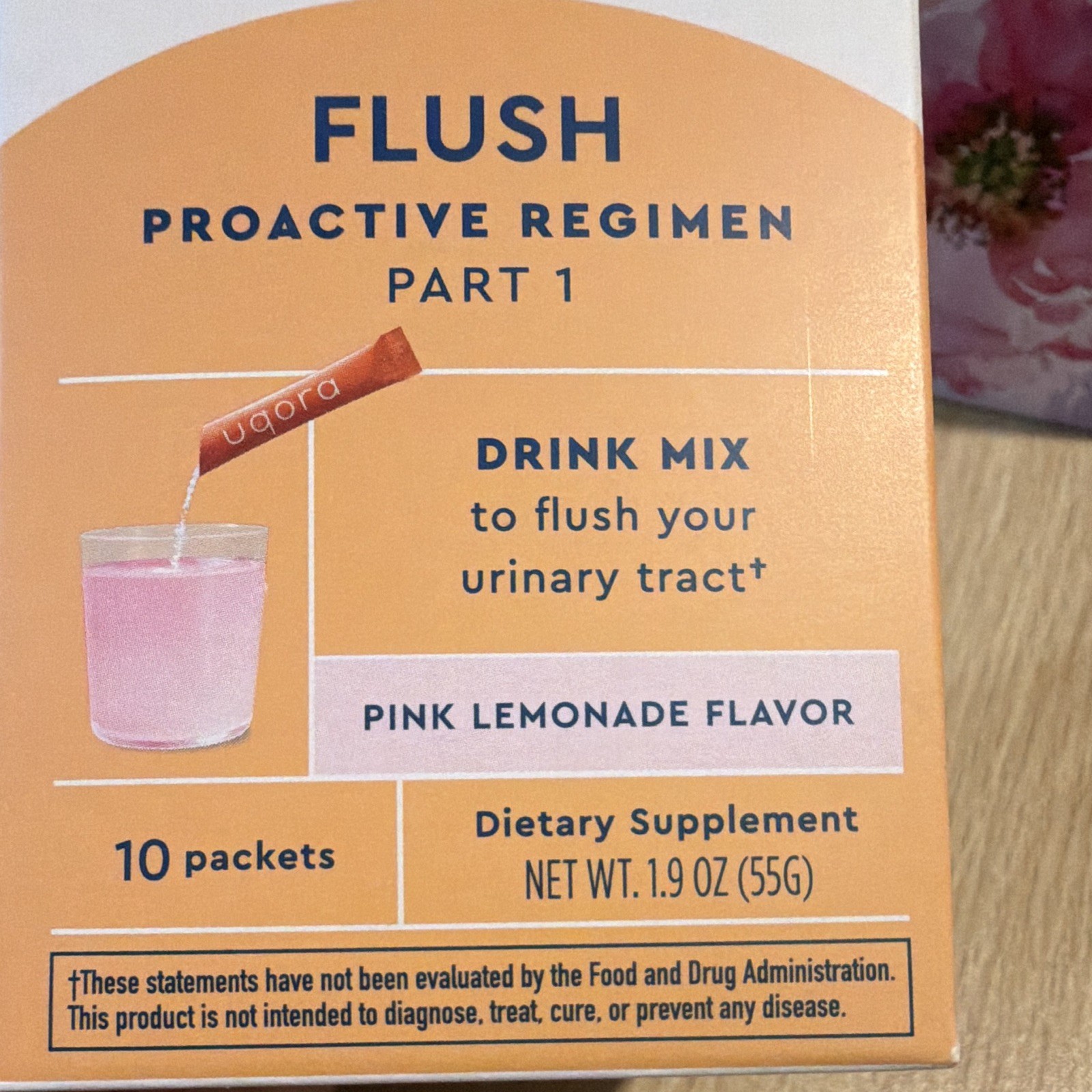 Uqora FLUSH Urinary Care Drink Mix Pink Lemonade 10 Packets 1.9oz Exp 01/27