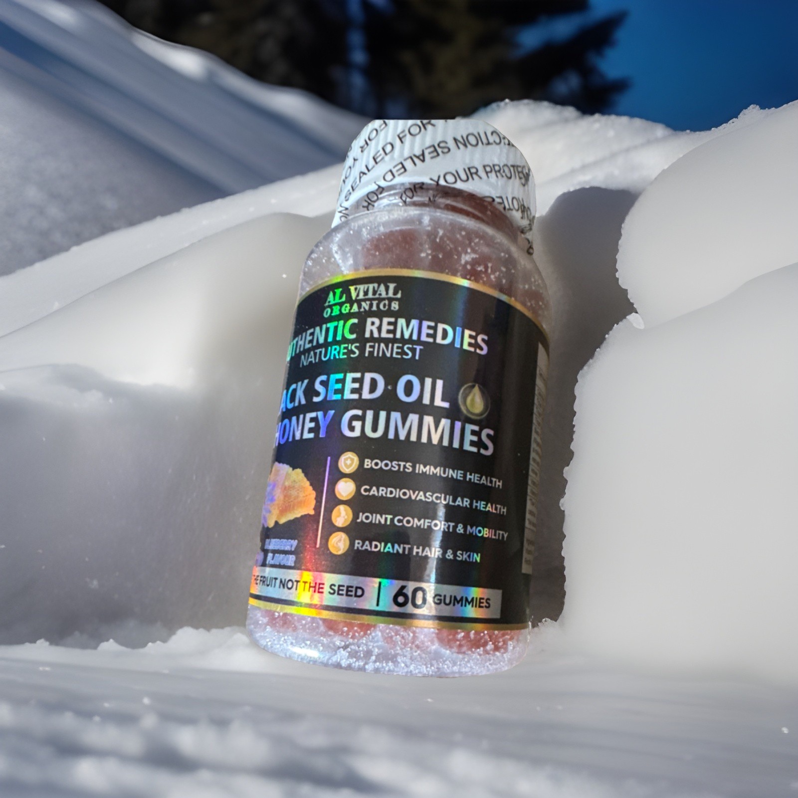 Al Vital Organics Black Seed Oil Honey Blueberry Gummies 60 Count
