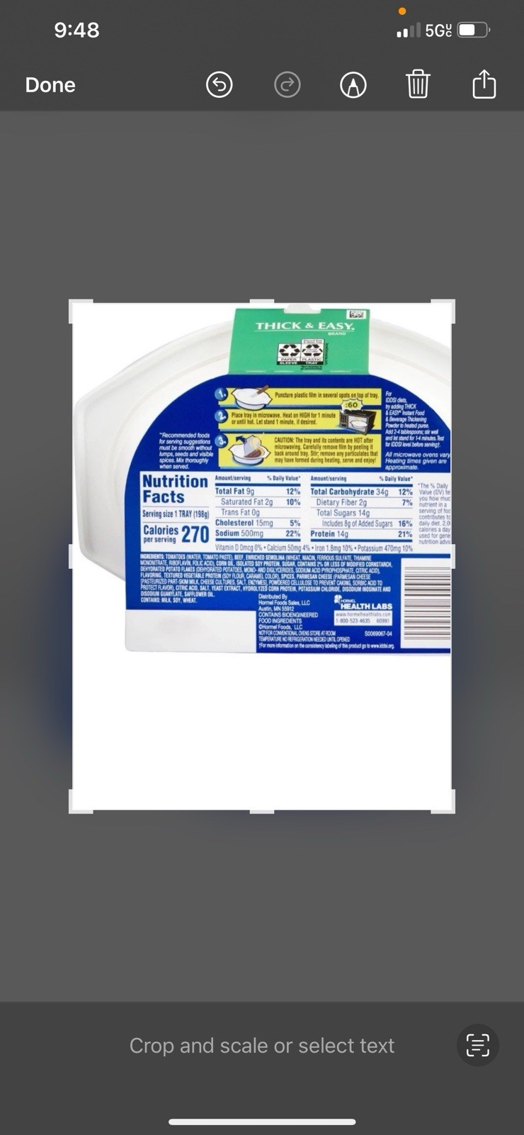 Thick & Easy 60744 Purees Thickened Food Beef Lasagna 7 oz Tray 7 Count