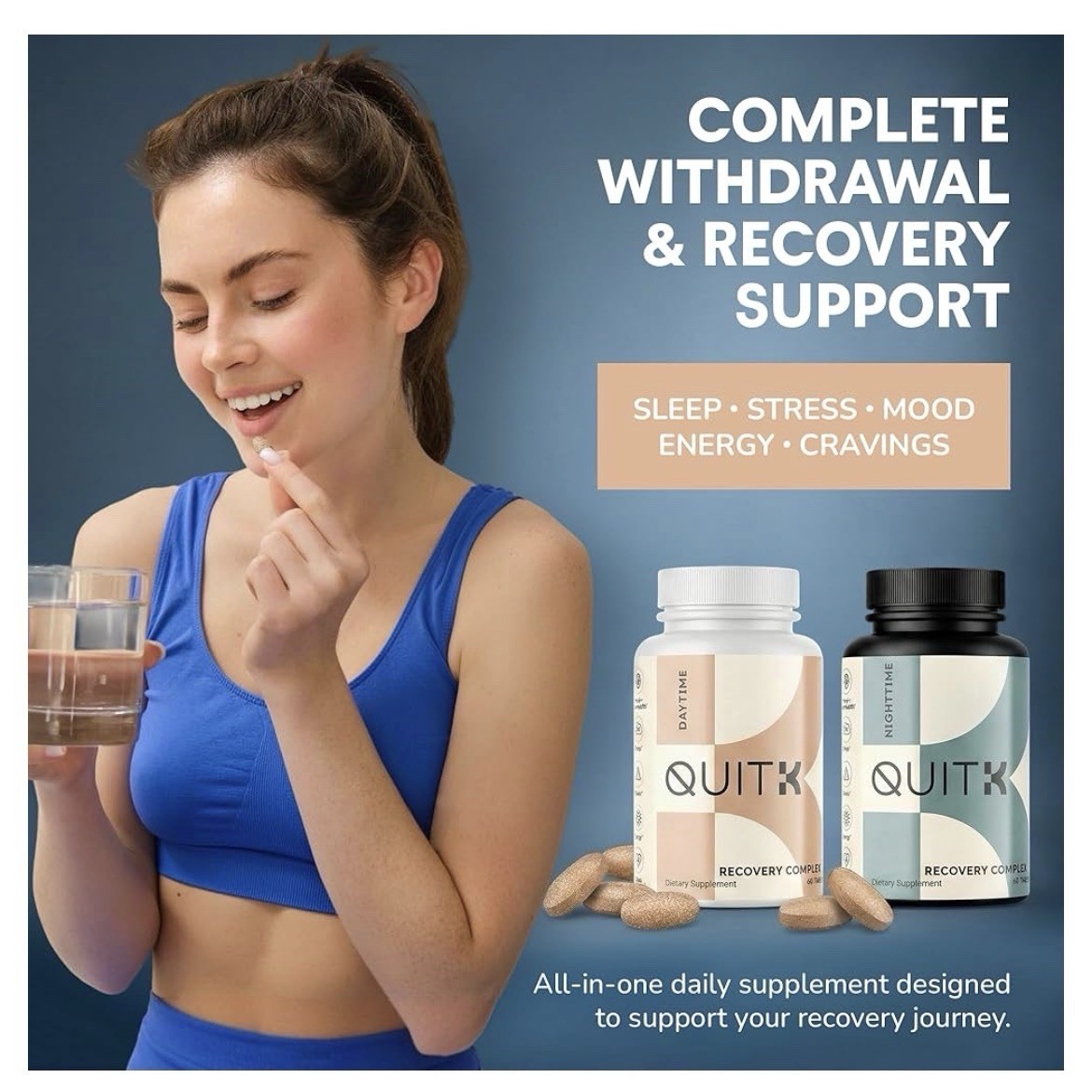 QUITK Withdrawal and Recovery Complex Day And Night Detox Support 30 Day Supply.