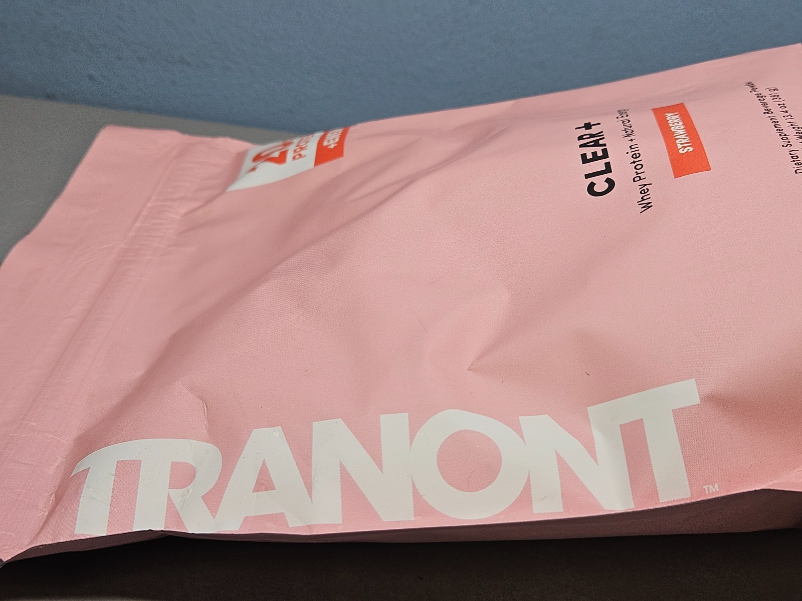 Tranont Clear + Whey Protein + Natural Energy Strawberry 13.4 oz – New! Exp 2/27