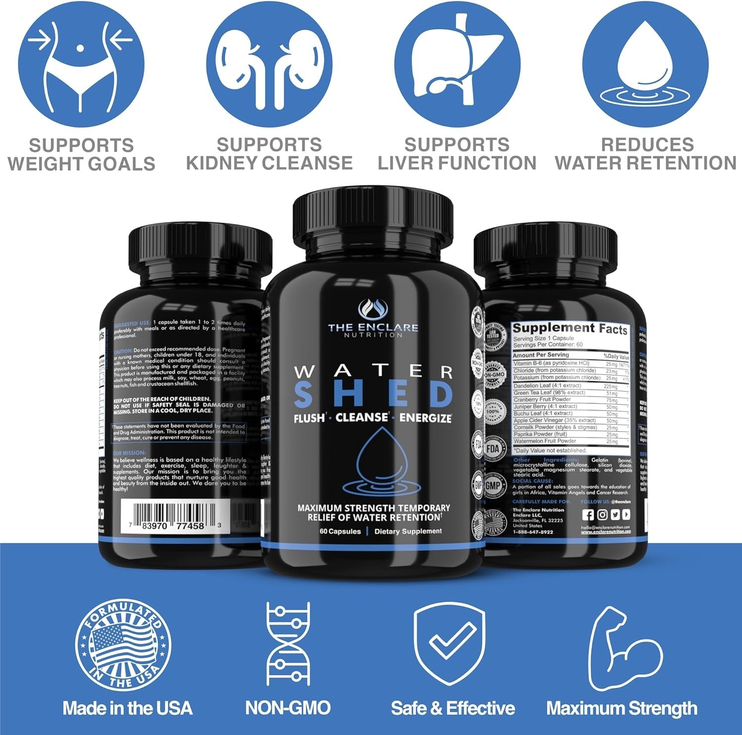 Water Pills Diuretic Water Retention, Liver Detox, Kidney Cleanse, Weight, Sw…