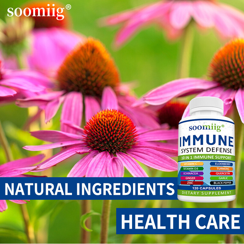 Immune System Defense Support Supplement Vitamin C D3 Quercetin Turmeric 30-120