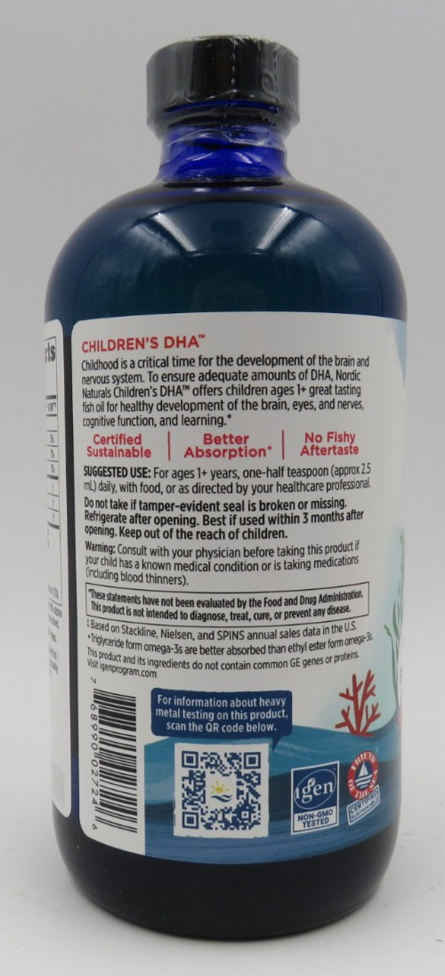 Nordic Naturals Children’s DHA Liquid Flavored Kids Fish Oil 16oz NEW