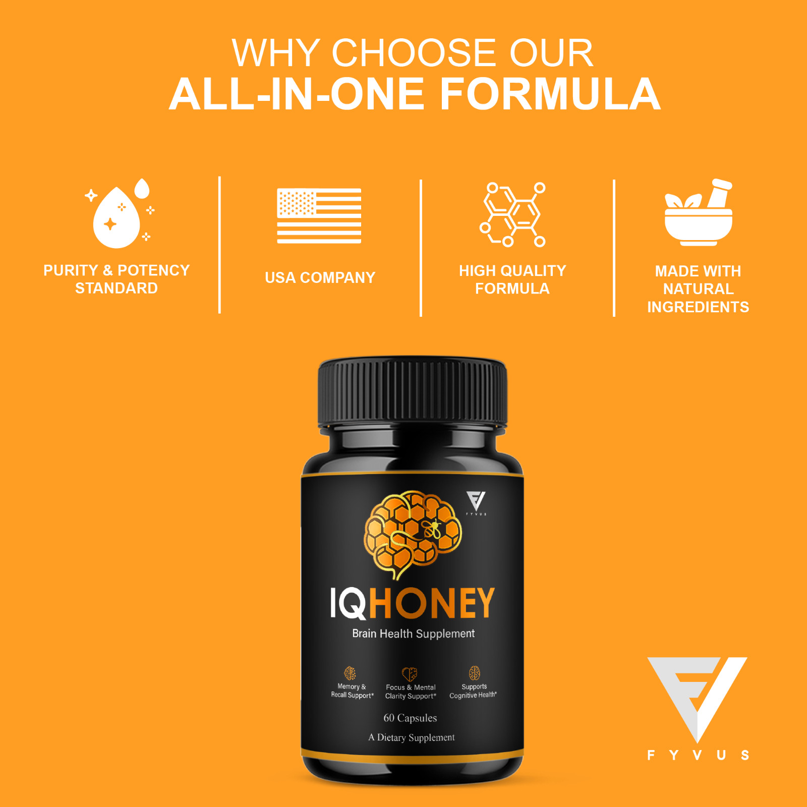 IQ Honey Advanced Nootropic, IQHoney Supplement (60 Capsules)